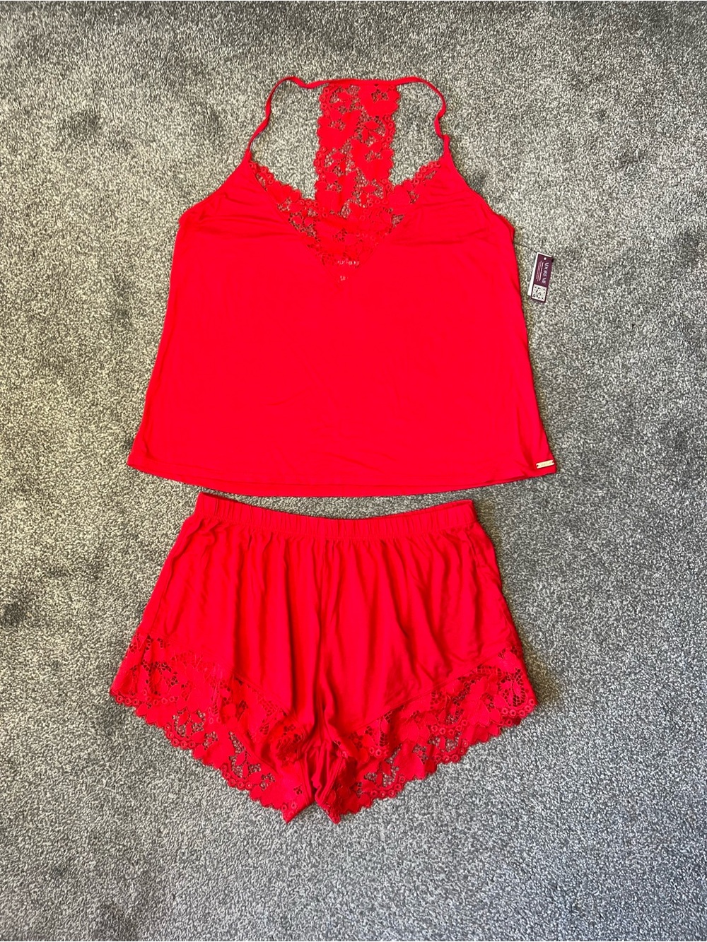 Adore Me red lace pj set